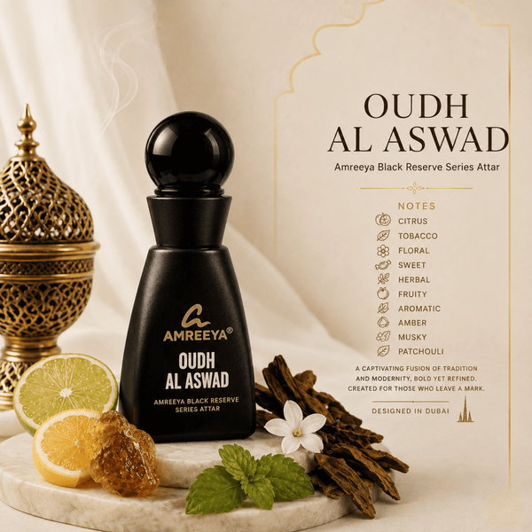 OUDH AL ASWAD Amreeya Black Reserve Series Attar 12ml – Premium Oud Attar | Best Attar in India | Luxury Arabic Attar