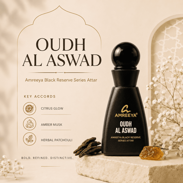 OUDH AL ASWAD Amreeya Black Reserve Series Attar 12ml – Premium Oud Attar | Best Attar in India | Luxury Arabic Attar