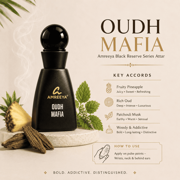 OUDH MAFIA Amreeya Black Reserve Series Attar 12ml – Premium Oud Attar | Best Attar in India | Long Lasting Luxury Attar