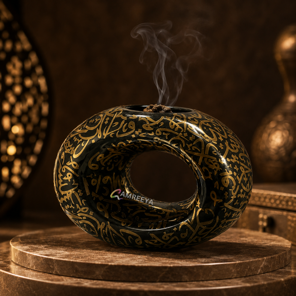 Imported Black Dubai Museum Bakhoor Burner Premium Ceramic | Luxury Ceramic Arabic Incense Burner | Premium Imported Bakhoor Burner