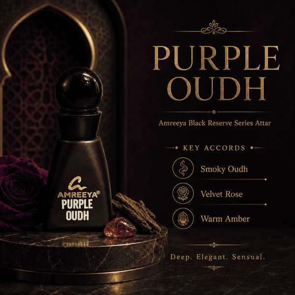 PURPLE OUDH Amreeya Black Reserve Series Attar 12ml – Premium Oud Attar | Best Attar in India | Luxury Arabic Attar
