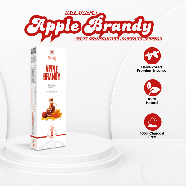 Nabila Fine Fragrance – Apple Brandy Premium Incense Sticks - 90 Grm - Pack of 2
