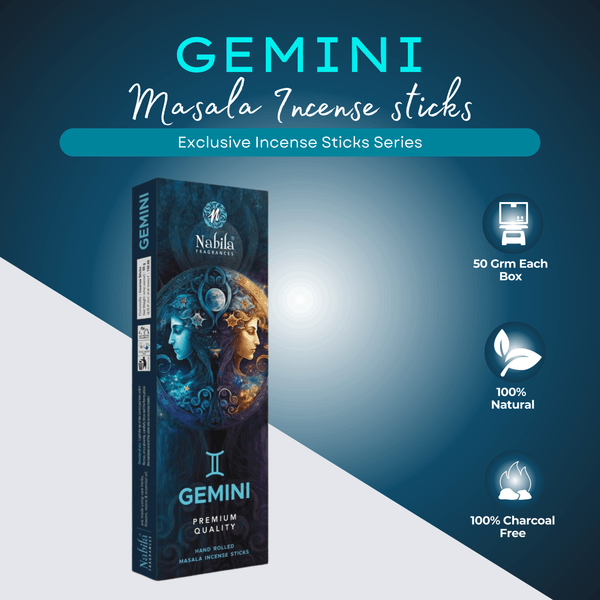 AMREEYA Gemini Masala Incense Sticks Premium Hand Rolled Charcoal Free Agarbatti Long Lasting Fragrance - 50 Grm/Pack - Pack of 2