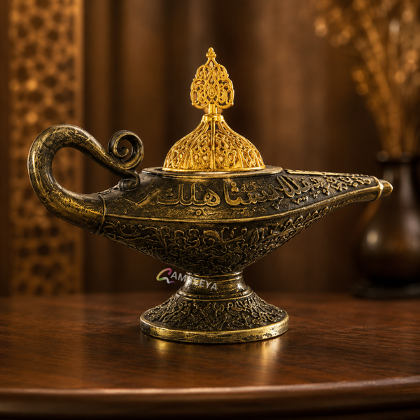 Imported Aladdin Premium Ceramic Bakhoor Burner | Luxury Arabic Incense Burner | Premium Antique Gold Bakhoor Burner