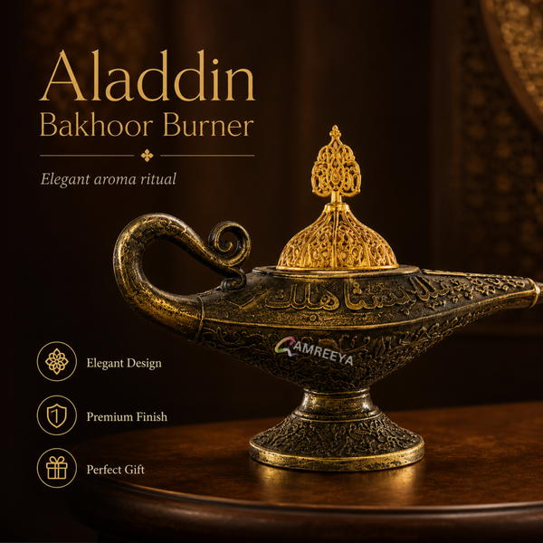 Imported Aladdin Premium Ceramic Bakhoor Burner | Luxury Arabic Incense Burner | Premium Antique Gold Bakhoor Burner