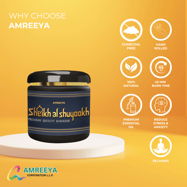Amreeya Bakhoor Combo of 4 + Wooden Bakhoor Burner - Pack Of 5. Product Code ACL/BKH/008