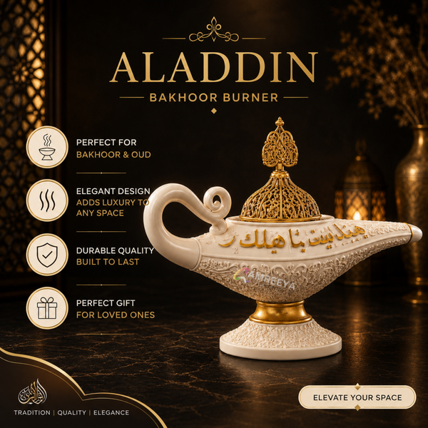 Imported White Aladdin Bakhoor Premium Ceramic Burner | Luxury Arabic Oud Burner | Premium Ceramic Incense Burner