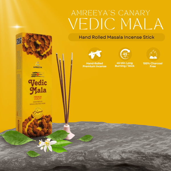 Amreeya Vedic Utsav Combo Pack of 5 | Premium Masala Incense Sticks and Rudraksha Mala for Puja and Meditation