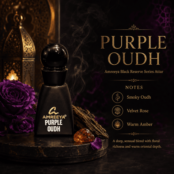 PURPLE OUDH Amreeya Black Reserve Series Attar 12ml – Premium Oud Attar | Best Attar in India | Luxury Arabic Attar