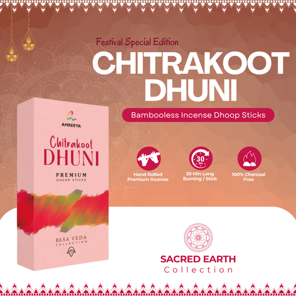 Amreeya Sacred Earth Collection – Chitrakoot Dhuni Bambooless Dhoop Sticks - 40 Grm