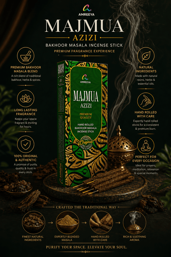 Majmua Azizi Bakhoor Masala Incense Sticks – Premium Hand Rolled Natural Charcoal Free Agarbatti - 50Grm