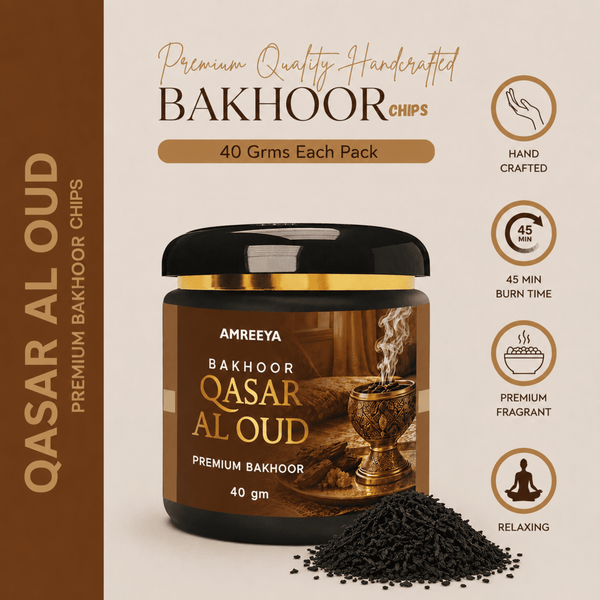Amreeya Qasr Al Oud Premium Bakhoor Chips Luxury Oud Fragrance, Handcrafted Aromatic Bakhoor, 40g Pack