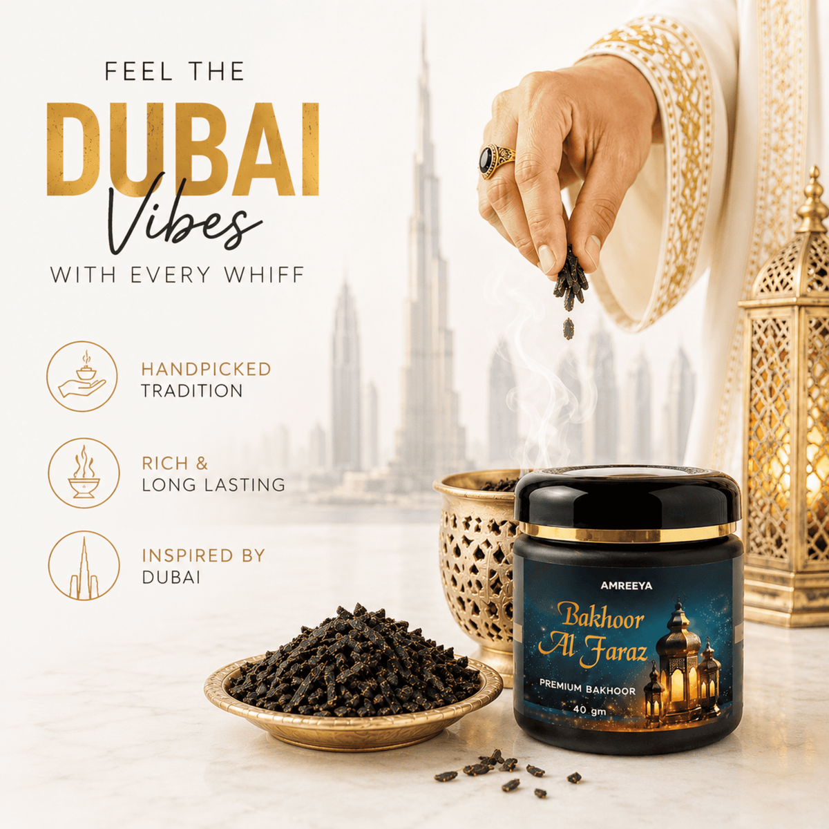 Amreeya Bakhoor Al Faraz Premium Bakhoor Chips  Luxury Arabian Fragrance, Handcrafted Oriental Bakhoor, 40g Pack