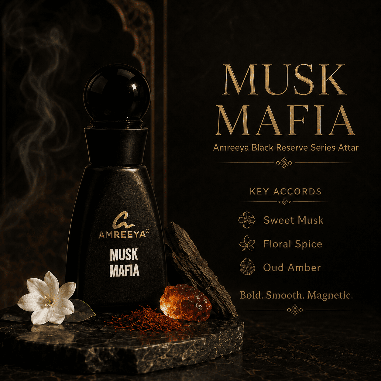 MUSK MAFIA Amreeya Black Reserve Series Attar 12ml – Premium Luxury Attar | Best Attar in India | Long Lasting Musky Attar