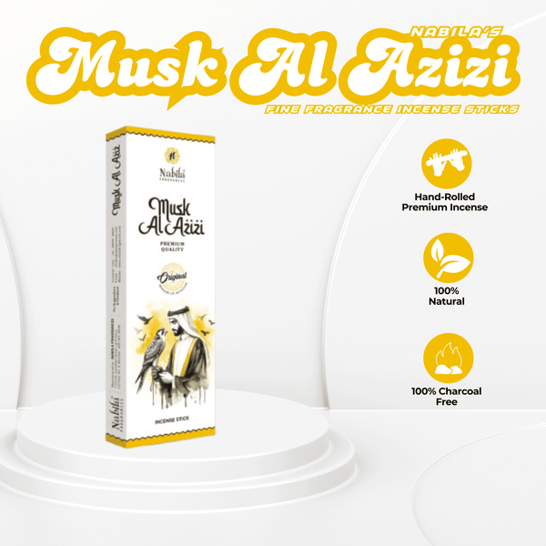 Nabila Musk Al Azizi Fine Fragrance Incense Sticks - 90 Grm