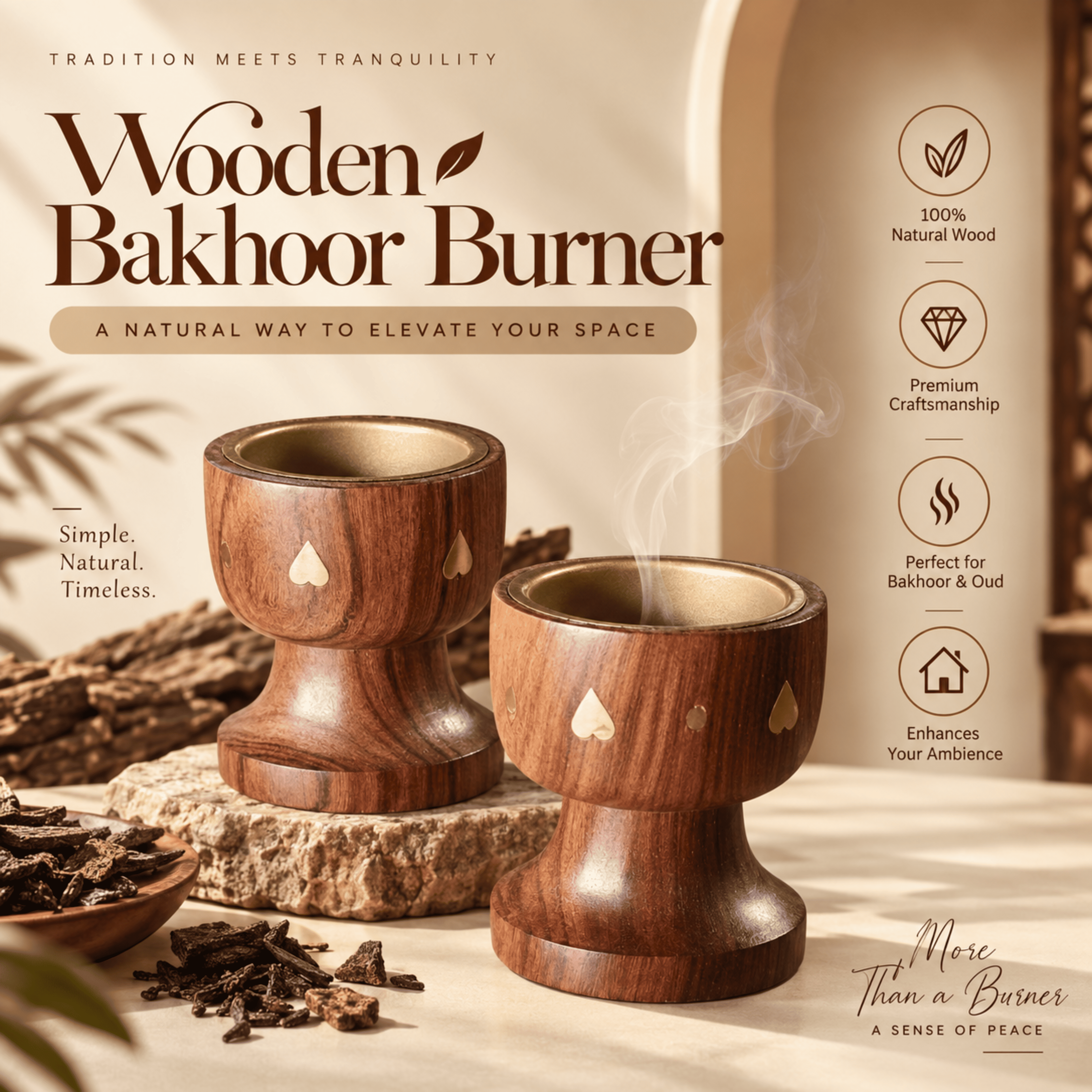 Amreeya Premium Bakhoor Chips Combo Kit  Choose Your Favourite Bakhoor | Wooden Burner, Attar Roll-On & Charcoal
