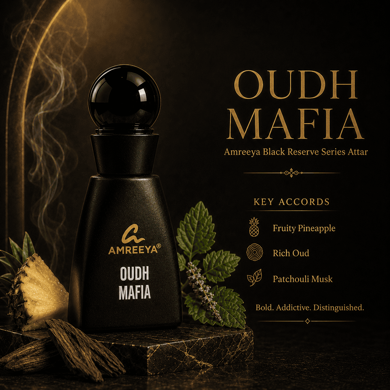 OUDH MAFIA Amreeya Black Reserve Series Attar 12ml – Premium Oud Attar | Best Attar in India | Long Lasting Luxury Attar