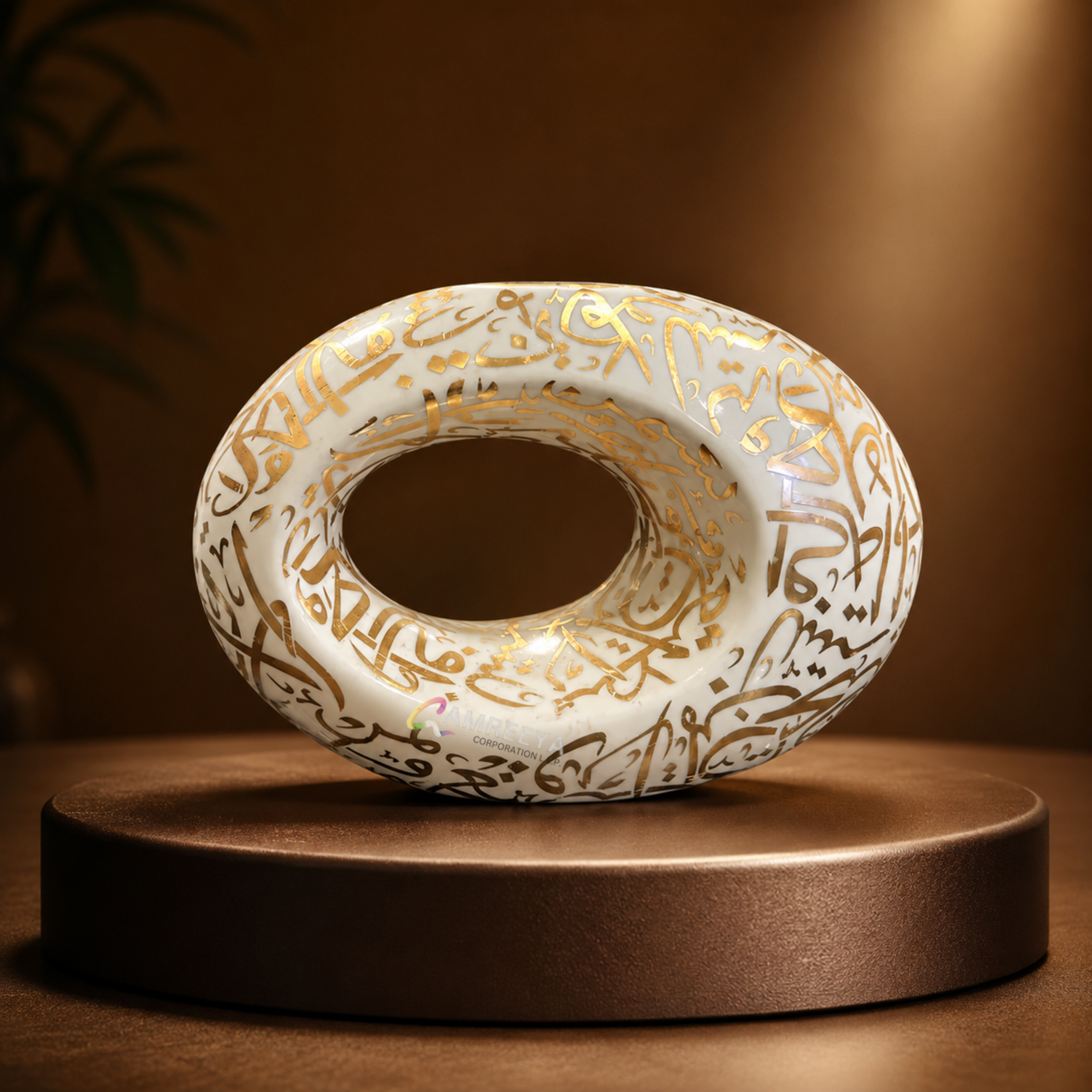 Imported White Dubai Museum Bakhoor Burner – Premium Ceramic Arabic Incense Burner with Gold Calligraphy | Luxury Oud Burner | Imported Bakhoor Burner for Home, Office & Gifting