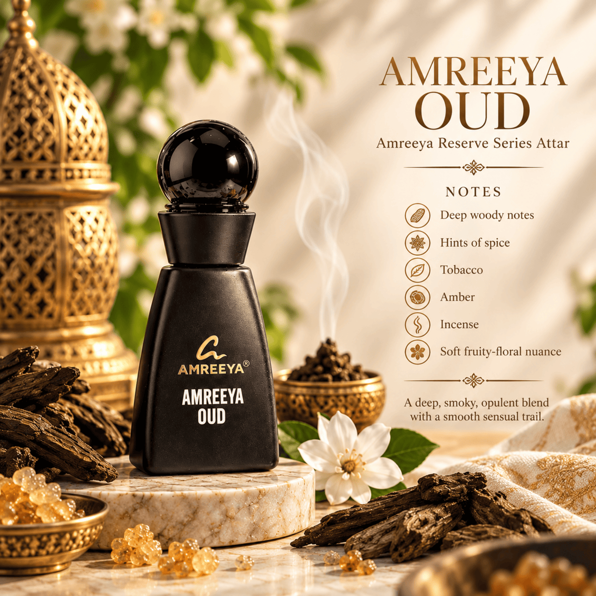 AMREEYA OUD Amreeya Black Reserve Series Attar 12ml – Premium Oud Attar | Best Attar in India | Dubai Inspired Luxury Attar