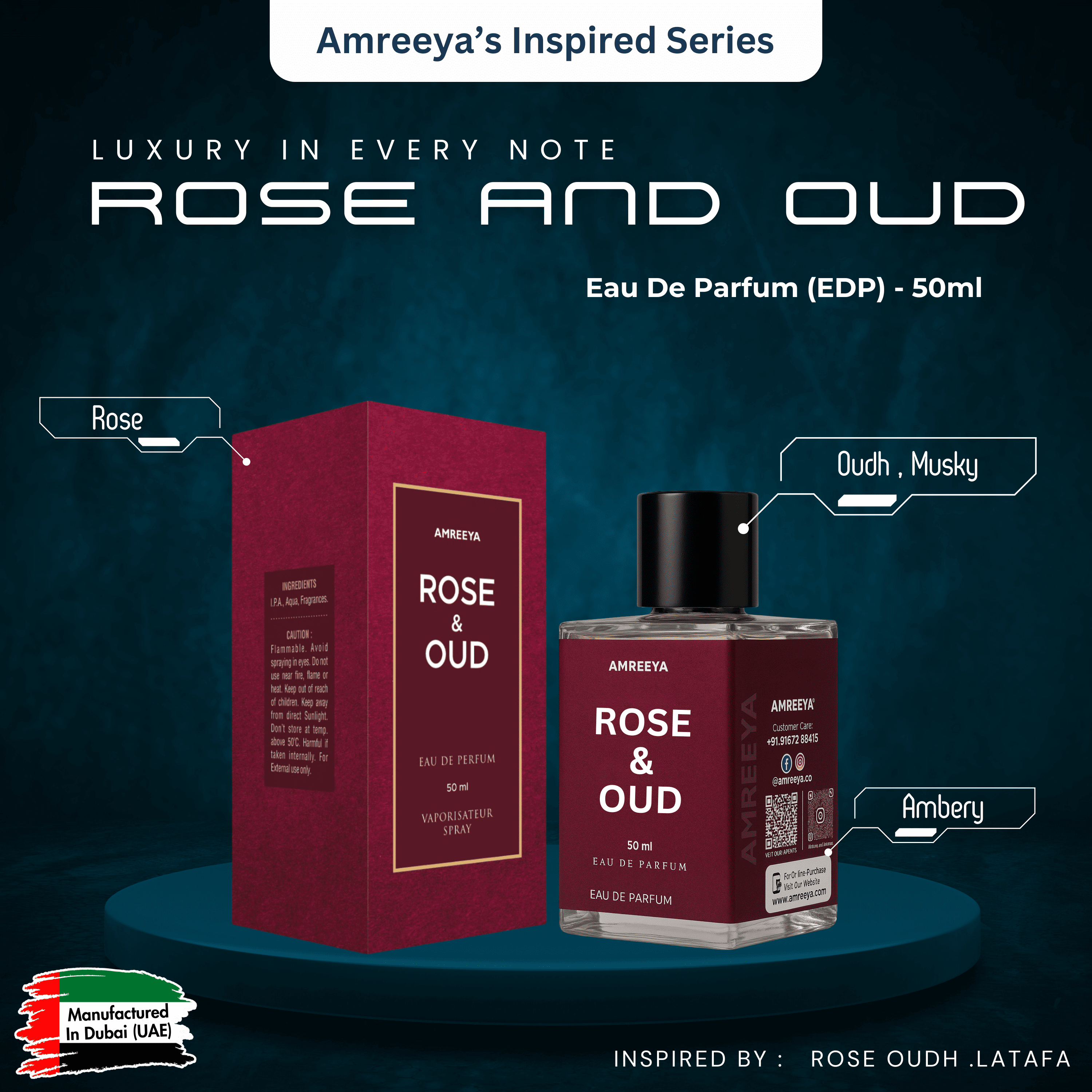 Humayda Oud Roses Amreeya Rose & Oud – Premium Niche Eau de Parfum | Luxurious Floral ...