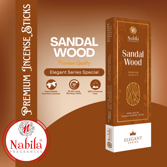 Nabila Sandal Wood – Premium Hand Rolled Incense Sticks with Pure Traditional Sandalwood Aroma -50G