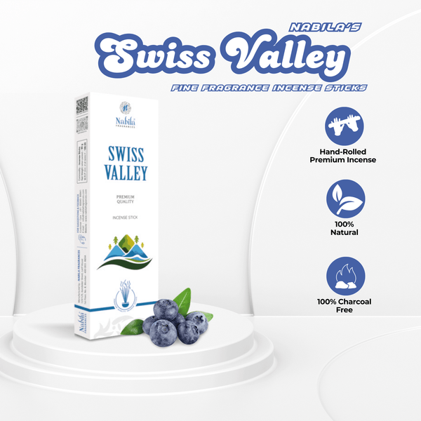 Nabila Fine Fragrance – Swiss Valley Premium Incense Sticks - 90 Grm - Pack of 2