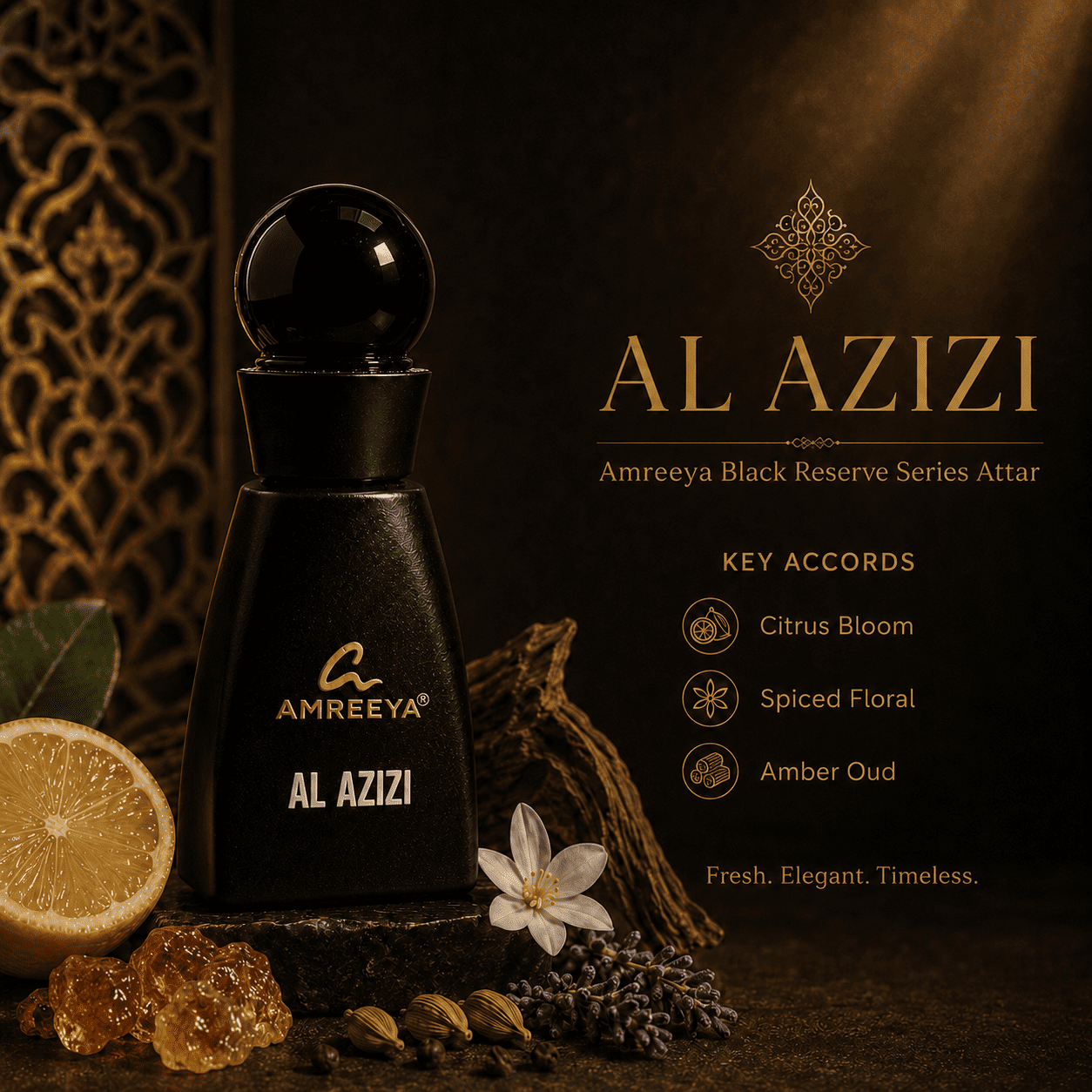 AL AZIZI Amreeya Black Reserve Series Attar 12ml – Premium Oud Attar | Best Attar in India | Luxury Arabic Attar