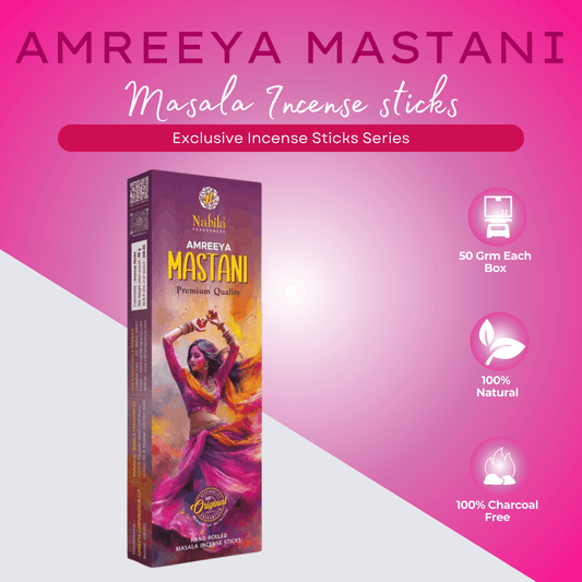 AMREEYA Mastani Masala Incense Sticks – Premium Hand Rolled Masala Agarbatti | Long Lasting Traditional Fragrance – 50 Grm/Pack - Pack of 2