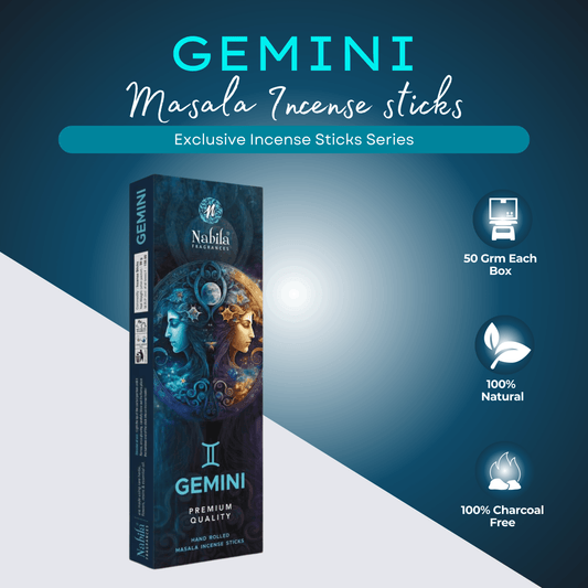 AMREEYA Gemini Masala Incense Sticks Premium Hand Rolled Charcoal Free Agarbatti Long Lasting Fragrance - 50 Grm/Pack - Pack of 2