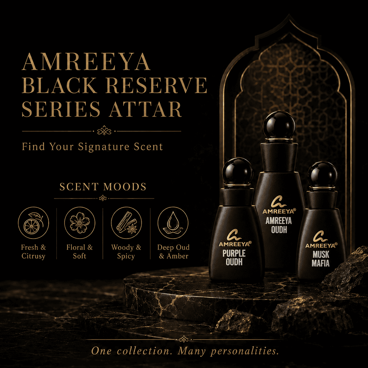 WANTED Amreeya Black Reserve Series Attar 12ml – Premium Dubai Inspired Luxury Attar | Best Attar in India