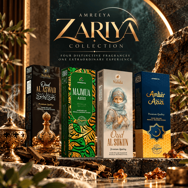 AMREEYA Zaria Fragrance Collection – Premium Masala Incense Sticks Combo Pack of 4
