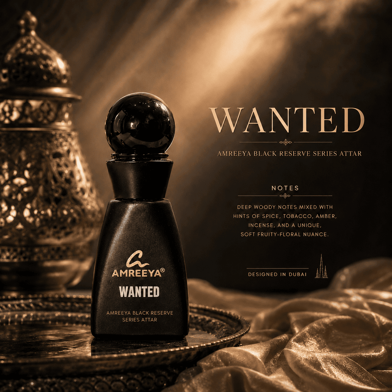 WANTED Amreeya Black Reserve Series Attar 12ml – Premium Dubai Inspired Luxury Attar | Best Attar in India