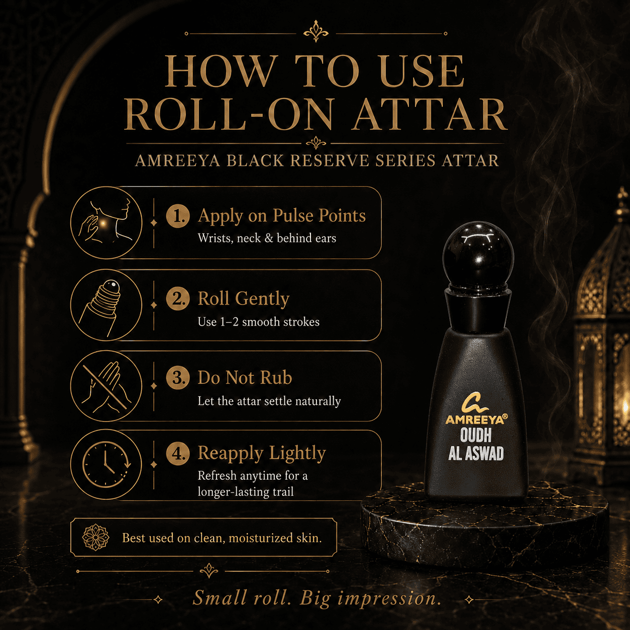 WANTED Amreeya Black Reserve Series Attar 12ml – Premium Dubai Inspired Luxury Attar | Best Attar in India