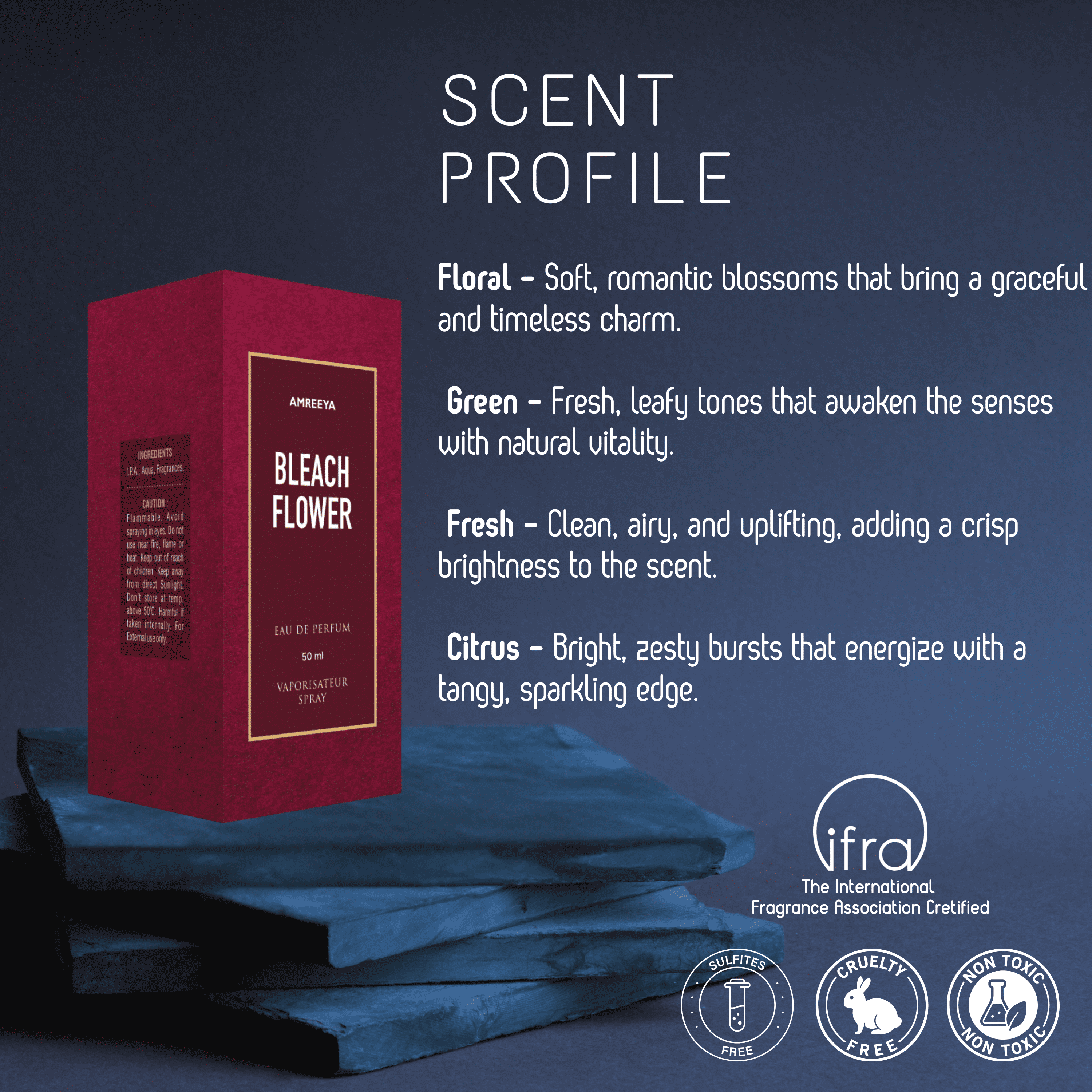 Amreeya Beach Flower – Premium Niche Eau de Parfum | Refreshing Floral Green Citrus Elegance Inspired by Beach Flower - 50ml