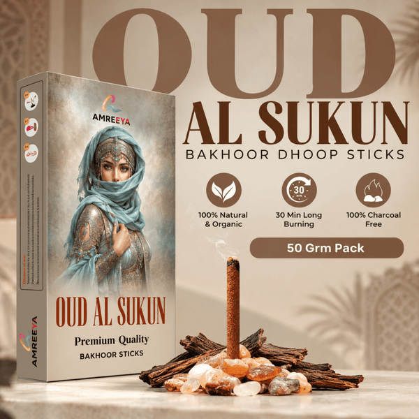 Amreeya Oud Al Sukun Bakhoor Bambooless Dhoop Sticks - 50 Grm