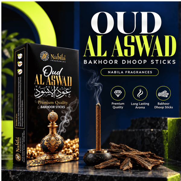 Nabila Fragrances Oud Al Aswad Bakhoor Bambooless Dhoop Sticks - 50 Grm