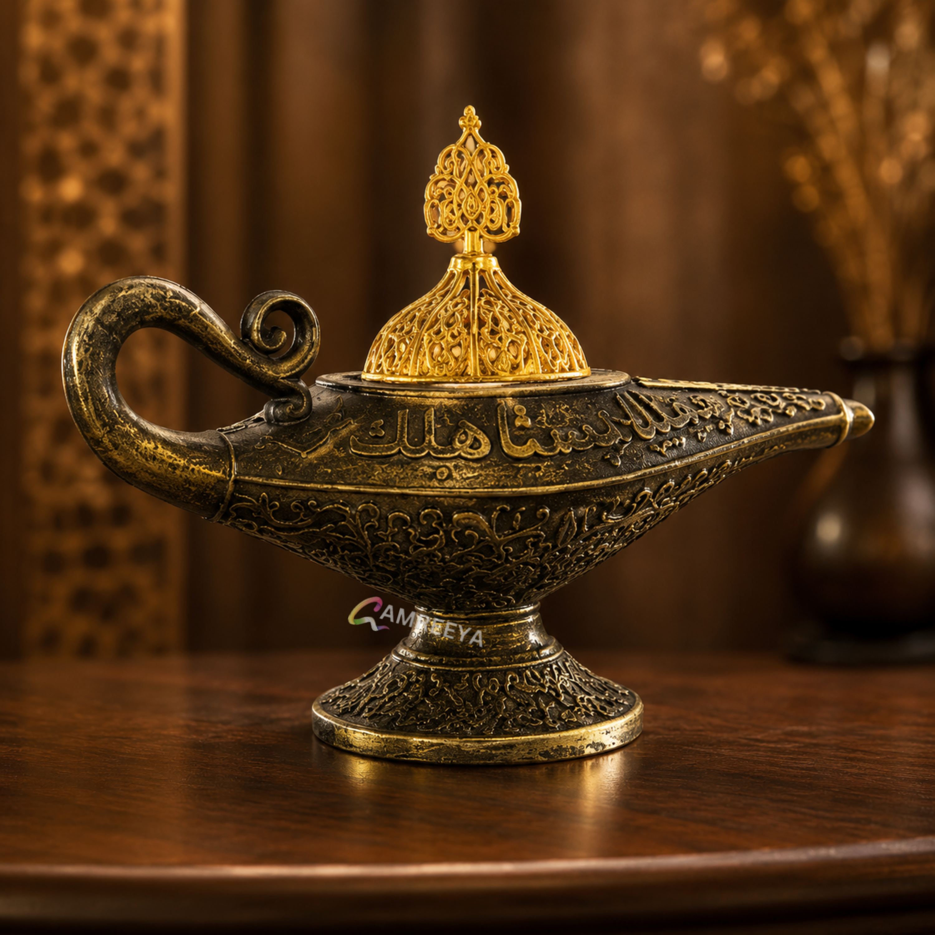 Imported Aladdin Bakhoor Burner | Luxury Arabic Incense Burner | Premium Antique Gold Bakhoor Burner