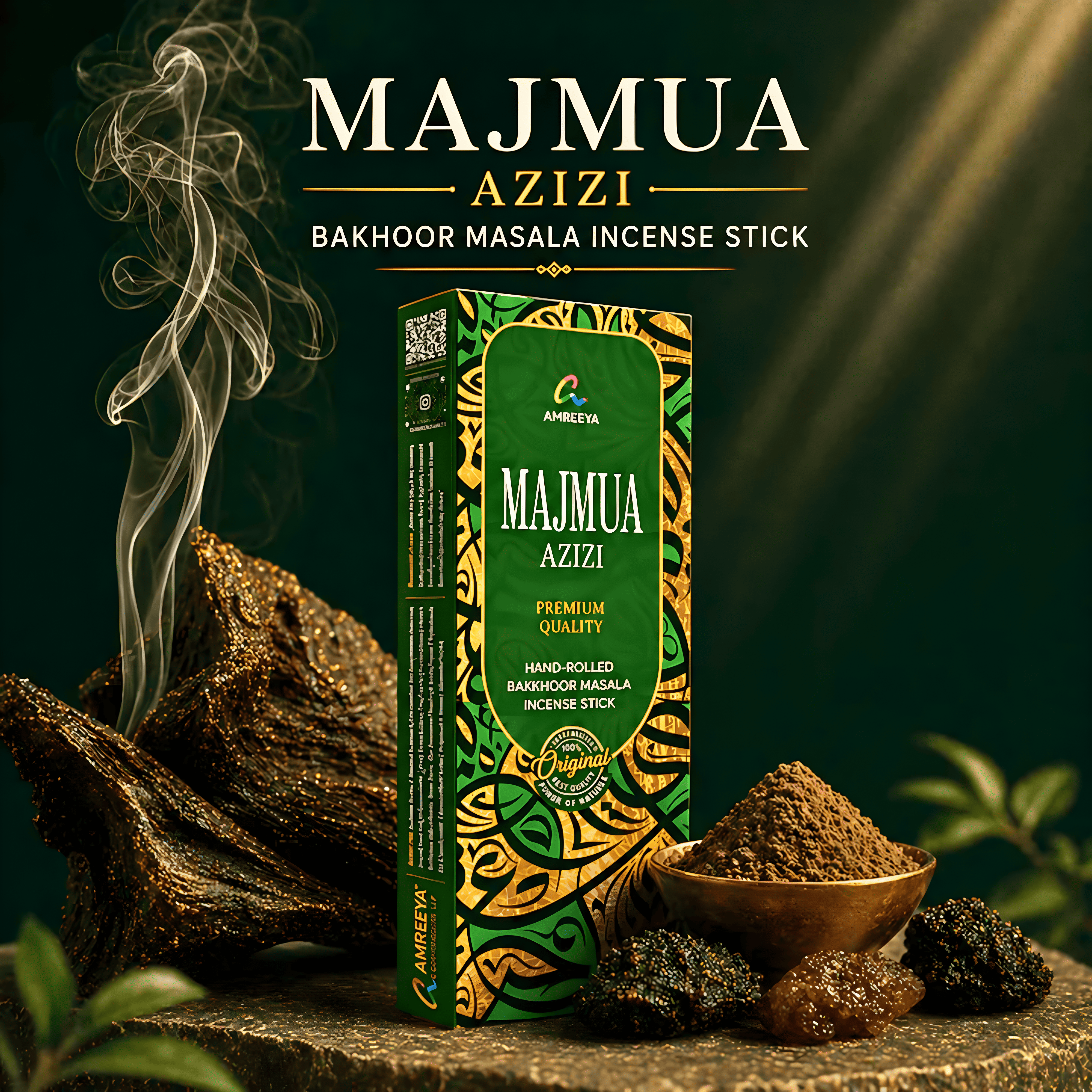 Majmua Azizi Bakhoor Masala Incense Sticks – Premium Hand Rolled Natural Charcoal Free Agarbatti - 50Grm