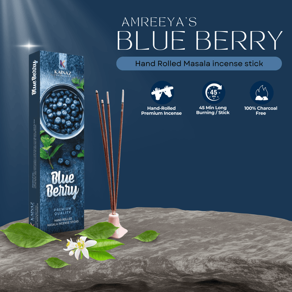 Amreeya Blueberry Hand Rolled Masala Incense Stick - 50 Grm - Pack of 2