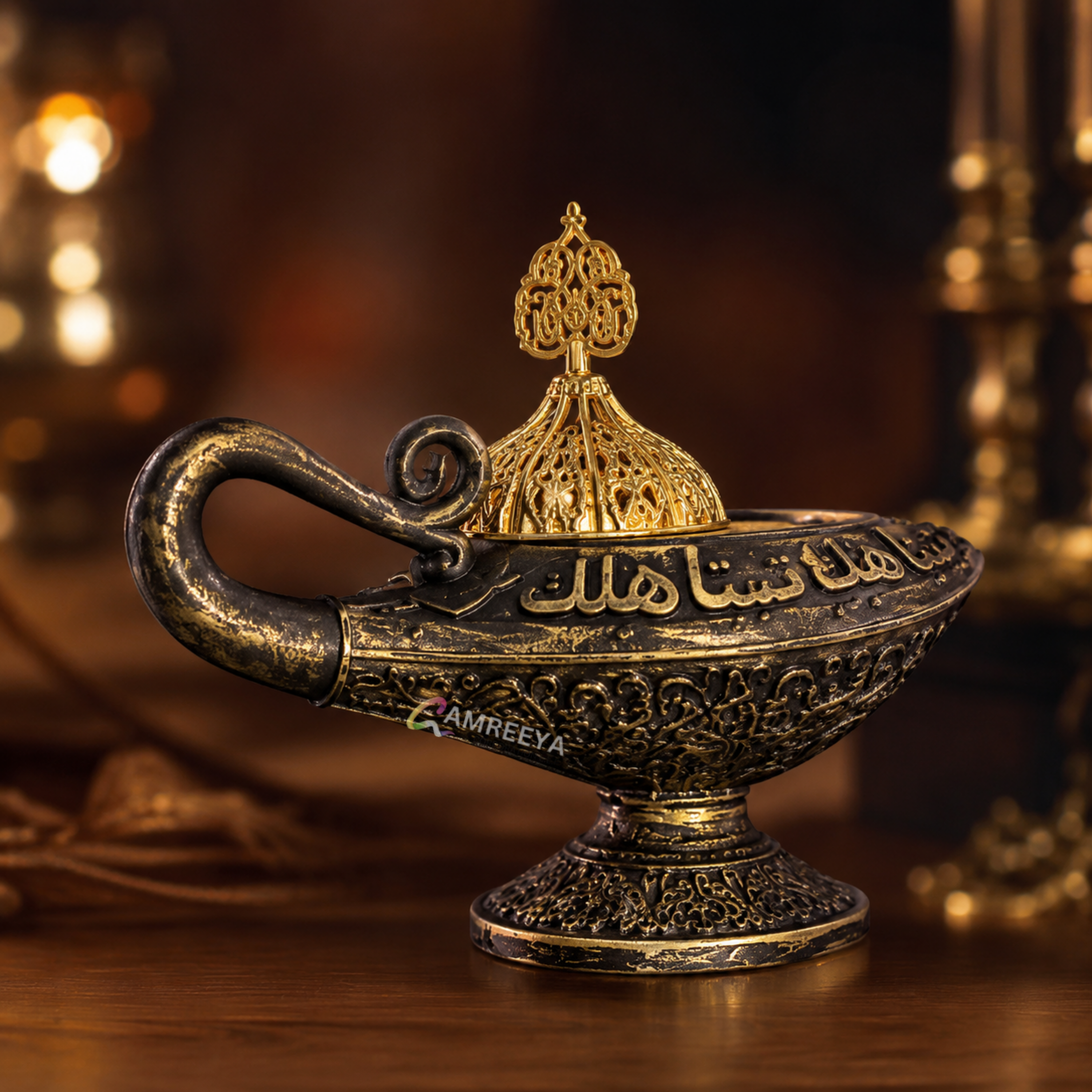 Imported Aladdin Bakhoor Burner | Luxury Arabic Incense Burner | Premium Antique Gold Bakhoor Burner