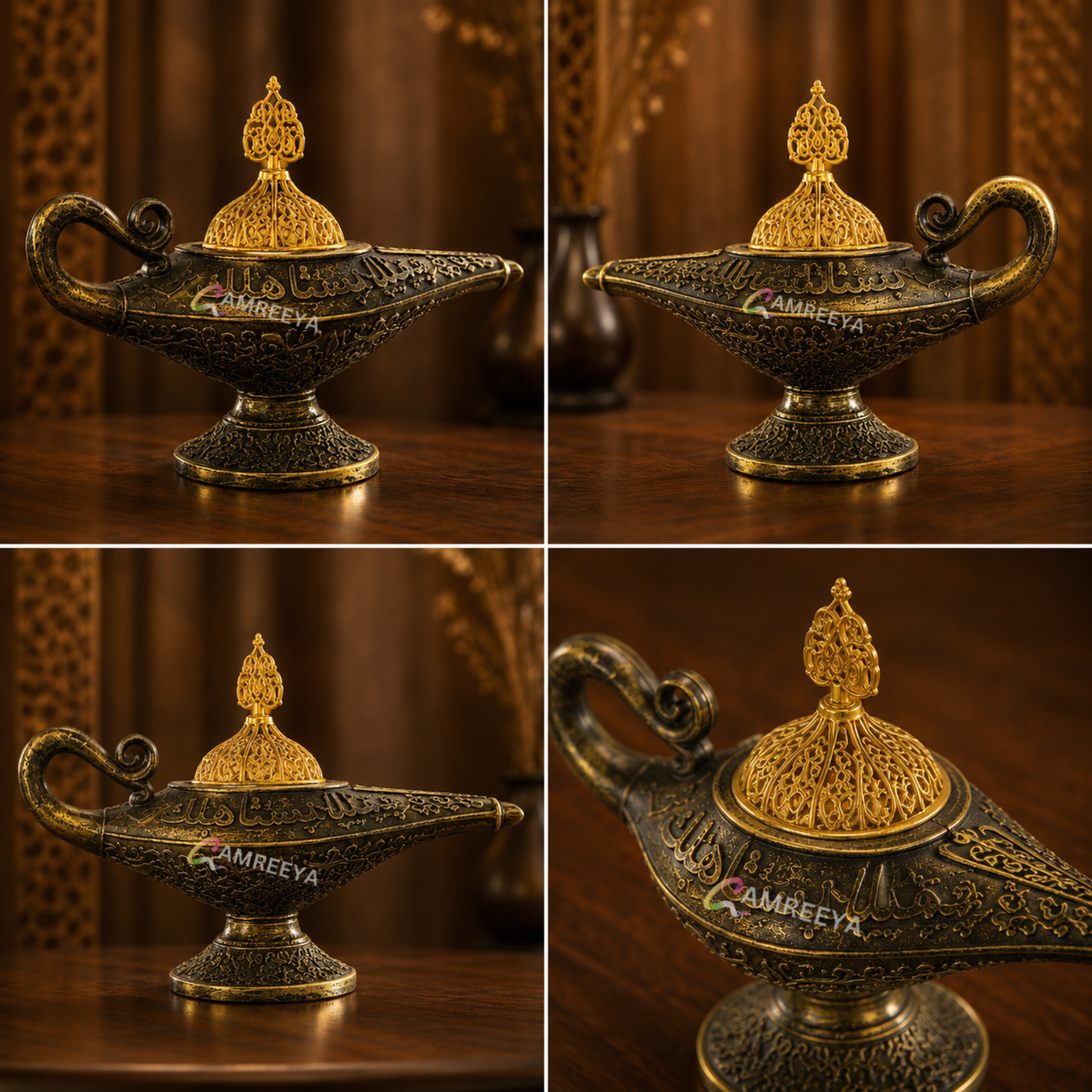 Imported Aladdin Bakhoor Burner | Luxury Arabic Incense Burner | Premium Antique Gold Bakhoor Burner
