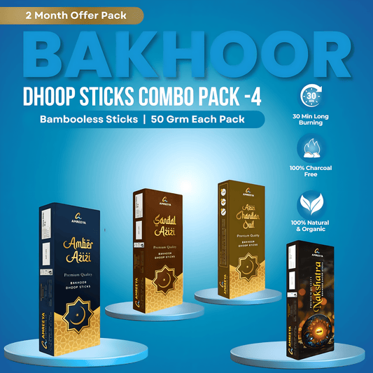 Amreeya Premium Bakhoor Dhoop Sticks Set | Bambooless Incense Sticks| Pack of 4