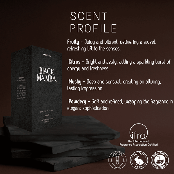 AMREEYA Black Mamba Perfume 8ml | Premium Eau De Parfum Sample Pack | Bold Long Lasting Luxury Fragrance - 8ml