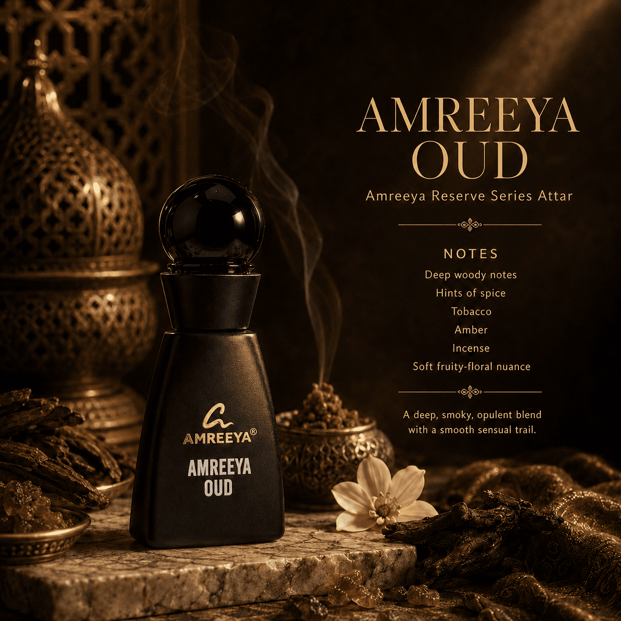 AMREEYA OUD Amreeya Black Reserve Series Attar 12ml – Premium Oud Attar | Best Attar in India | Dubai Inspired Luxury Attar