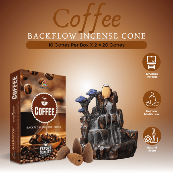 Amreeya Coffee Indulgence Backflow Cones  - 10 Cone/ Box - Pack of 2