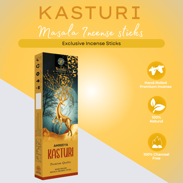 Nabila’s Aswad Imperial Collection - Luxury Oudh, Bakhoor Al Aswad, Kasturi Masala Incense | Combo Pack of 3 + Free Wooden Sticks Holder