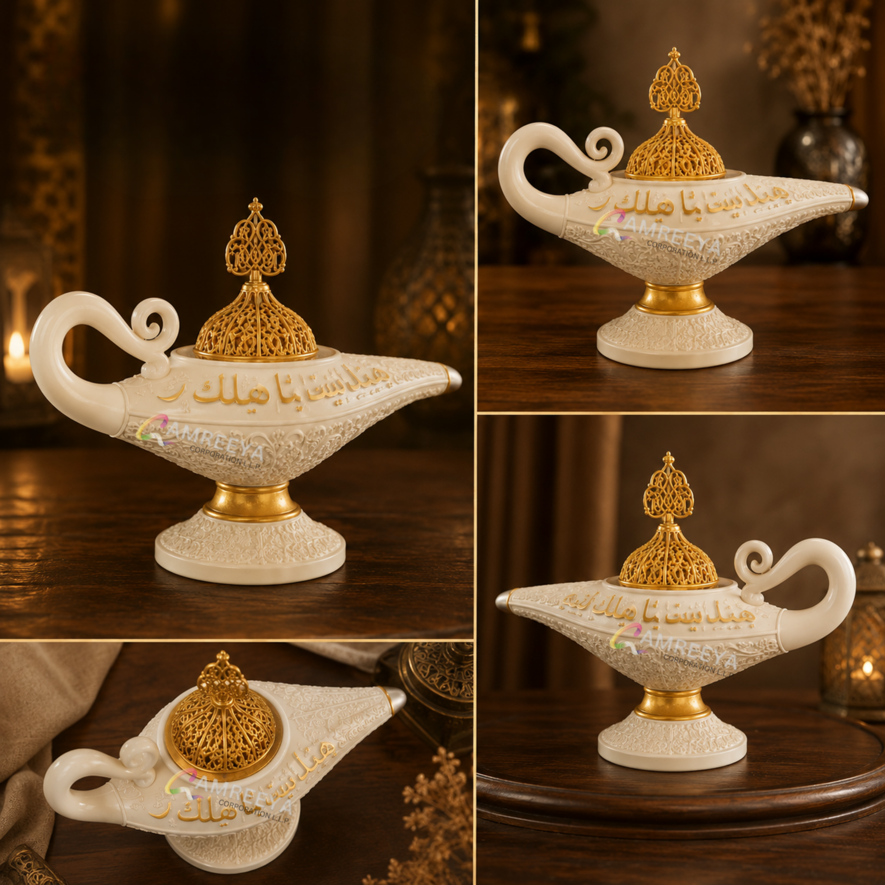 Imported White Aladdin Bakhoor Burner | Luxury Arabic Oud Burner | Premium Ceramic Incense Burner