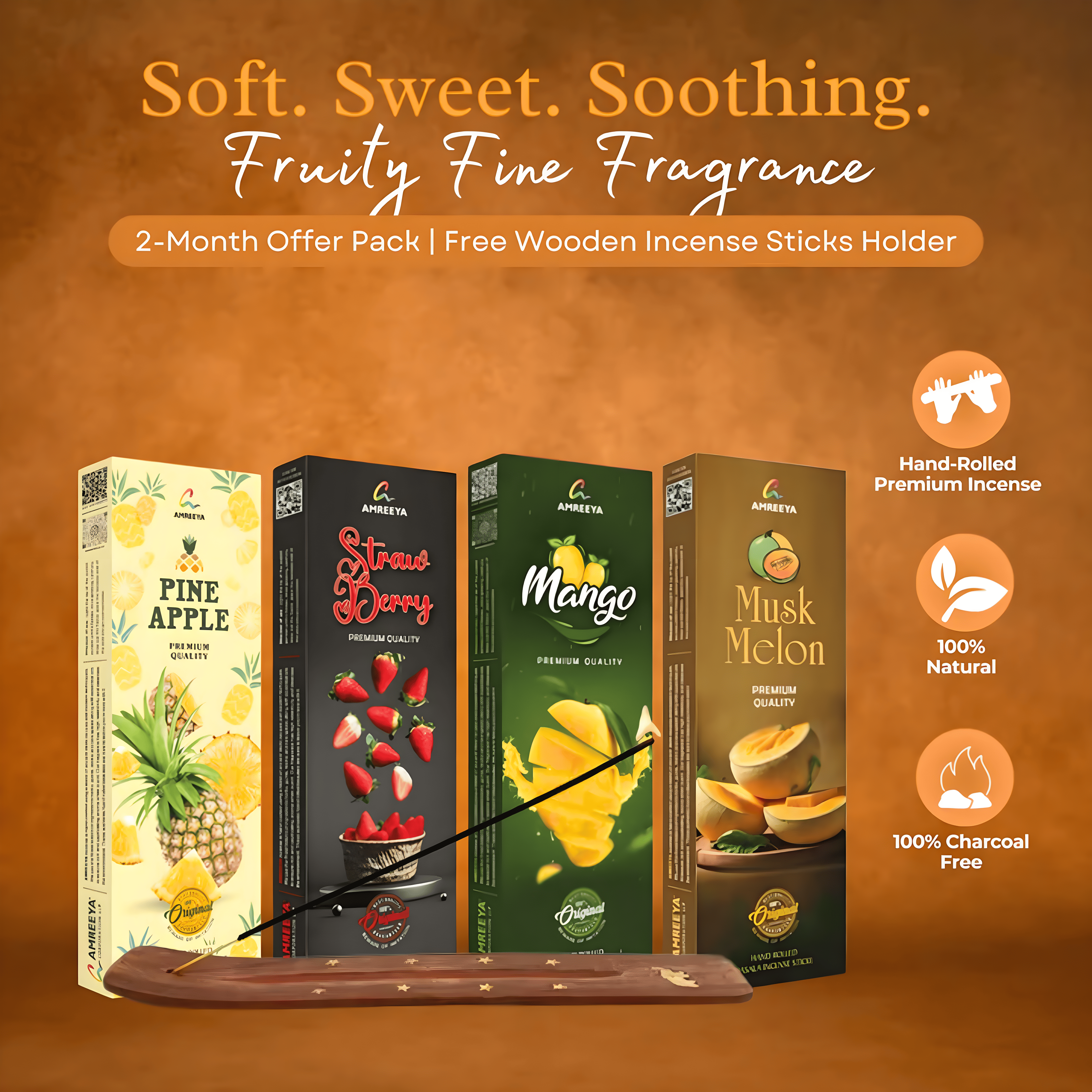 Amreeya Fruit Basket incense sticks Combo - Pack of 4 ACL/INC/009