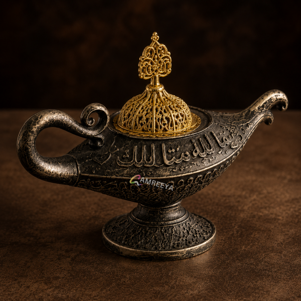 Imported Antique Silver Aladdin Bakhoor Burner | Luxury Arabic Oud Burner | Premium Incense Burner