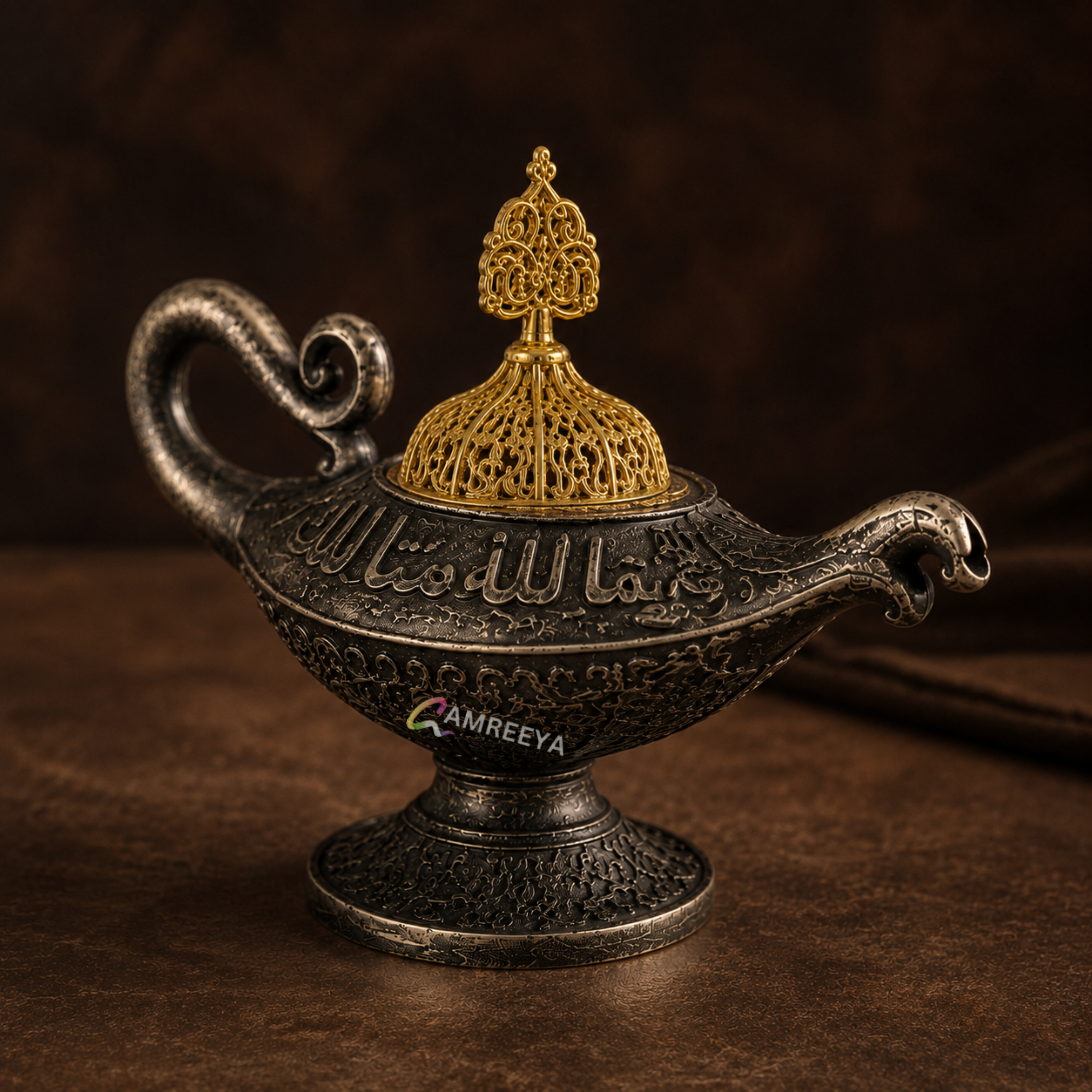 Imported Antique Silver Aladdin Bakhoor Burner | Luxury Arabic Oud Burner | Premium Incense Burner